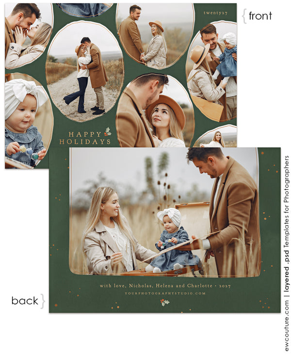 Holiday Medallions Collage 7x5 Flat Photo Card Template