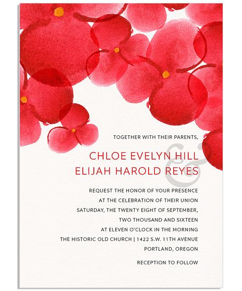Red Watercolor Blooms Wedding Card Invite Bundle