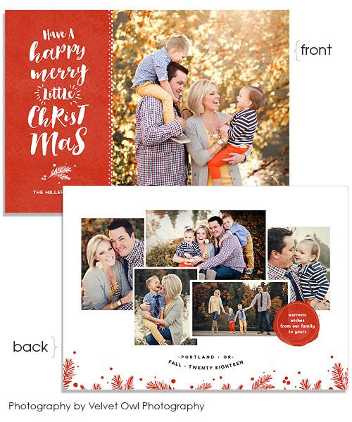 Happy Merry Christmas 7x5 Flat Card and Address Label