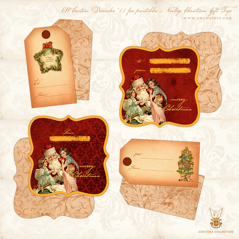 Free Printable :: Vintage Christmas Gift Tags – EW Couture Collection free-printable-vintage-christmas-gift-tags-ew-couture-collection
