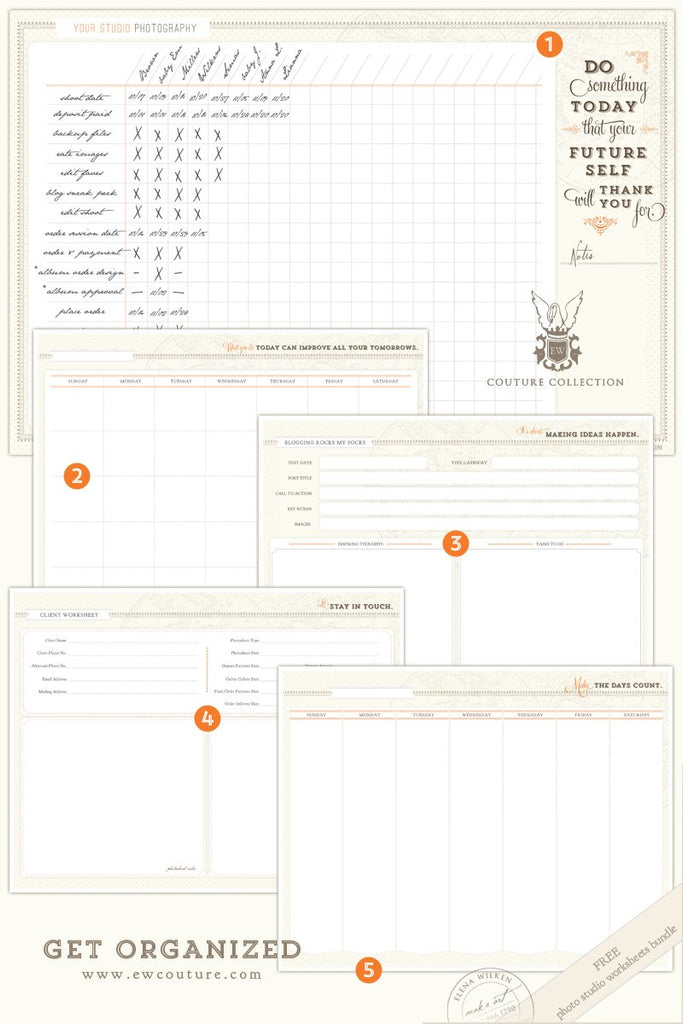 Get Organized - January's free download - Photo Studio Worksheets