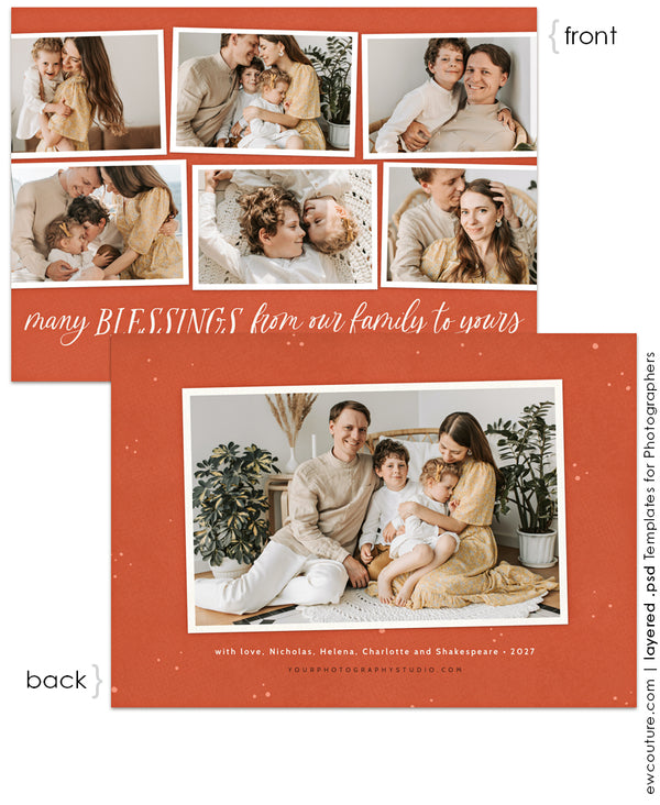 Blessed Christmas 7x5 Flat Photo Card Photoshop Template