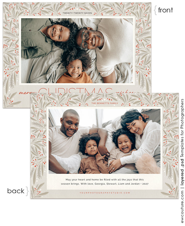 Christmas Parchment 7x5 Flat Photo Card Template