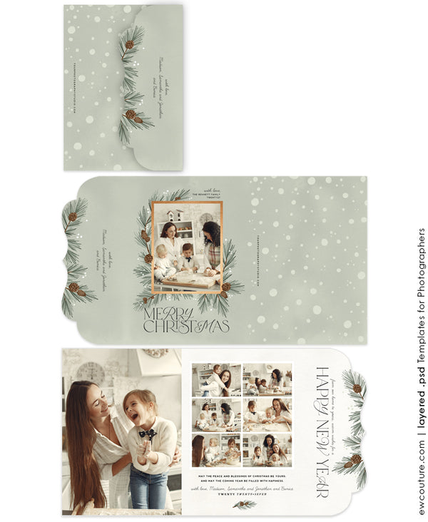 Christmas Window Luxe Folded 5x7 Photo Card Template