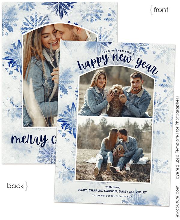Frosty Paint Marks 7x5 Flat Photo Card Template