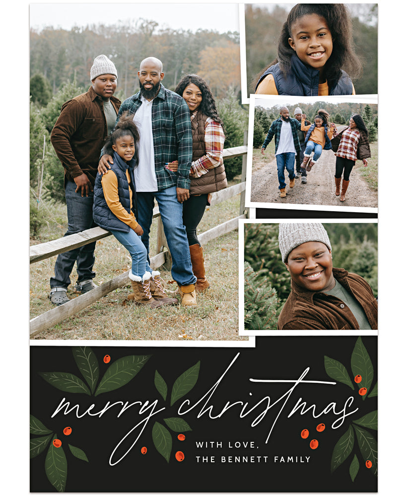 Merry Wishes Collage 7x5 Flat Photo Card Template