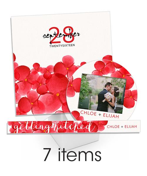 Red Watercolor Blooms Insert and Sticker Bundle