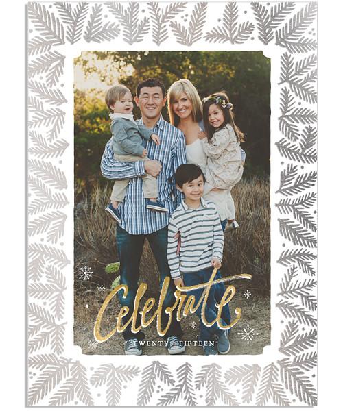 Celebration 5x7 Pine Border FOIL PRESS Card