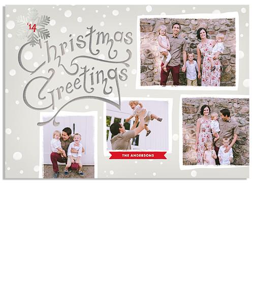 Silver Bells 7x5 Christmas Greetings FOIL PRESS Card