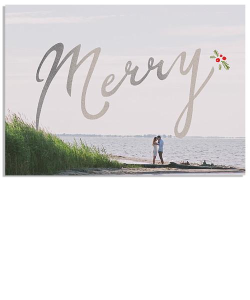 Classic Holly 7x5 Merry FOIL PRESS Card