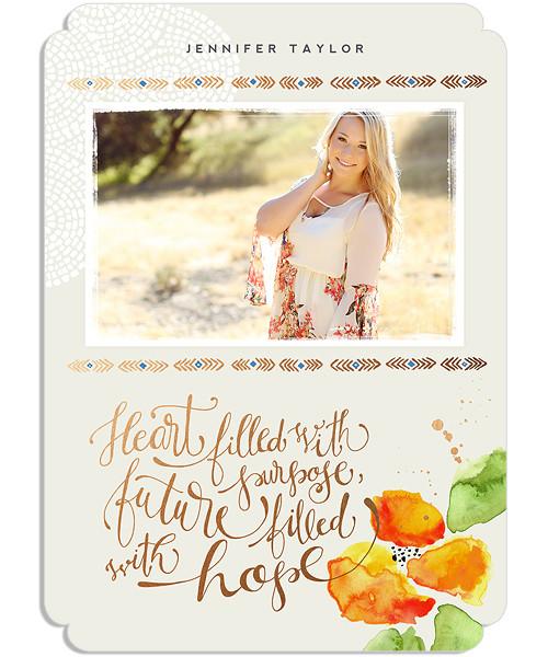 Poppy Senior Announcement 5x7 Cleft Luxe and Flat Card