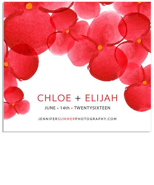 Red Watercolor Blooms Custom Wood Photo/USB Box and USB Drives