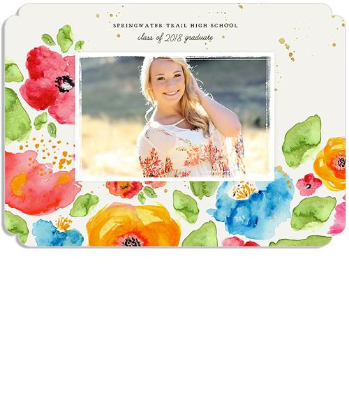 Wildflower Fields Senior Announcement 5x7 Cleft Luxe and Flat Card