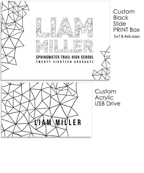 Handmade Modern 5x7 and 4x6 Black Slide Print Box, Acrylic USB and Custom Prints
