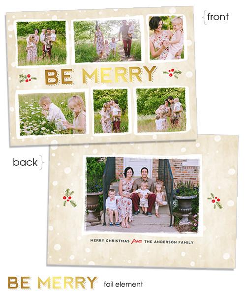 Adorned 7x5 Be Merry FOIL PRESS Card
