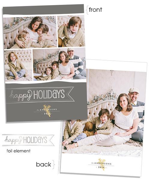 Holiday Style 5x7 Happy Banner FOIL PRESS Card