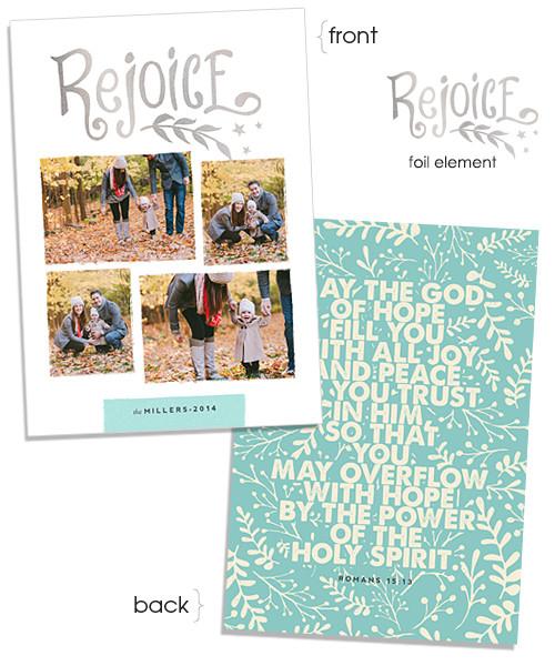Romans 15 5x7 Rejoice FOIL PRESS Card