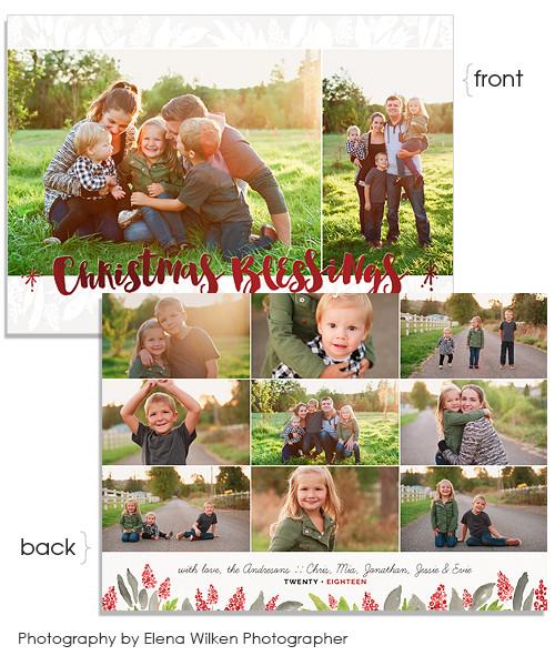 Winter Greens 7x5 Christmas Blessings FOIL PRESS Card
