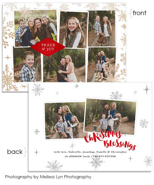 Christmas Blessings 7x5 Snowflake Border FOIL PRESS Card