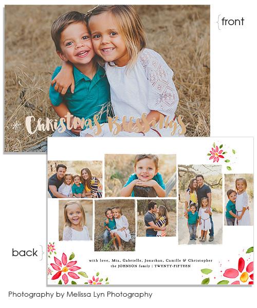 Family 7x5 Christmas Blessings FOIL PRESS Card
