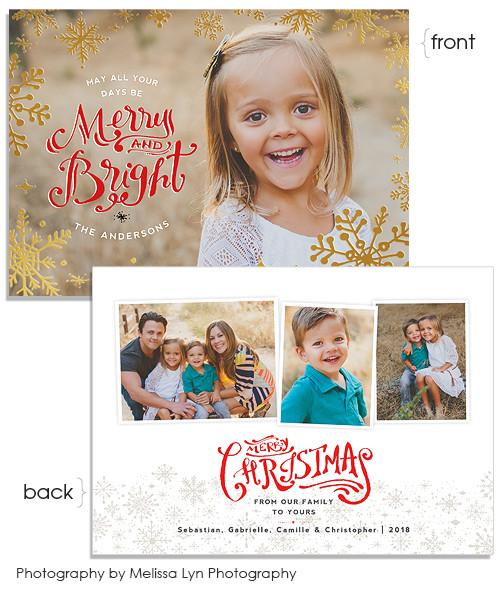 Merry and Bright 7x5 Snowflake Border FOIL PRESS Card