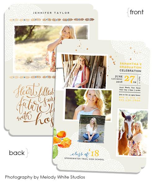 Poppy Senior Announcement 5x7 Cleft Luxe and Flat Card