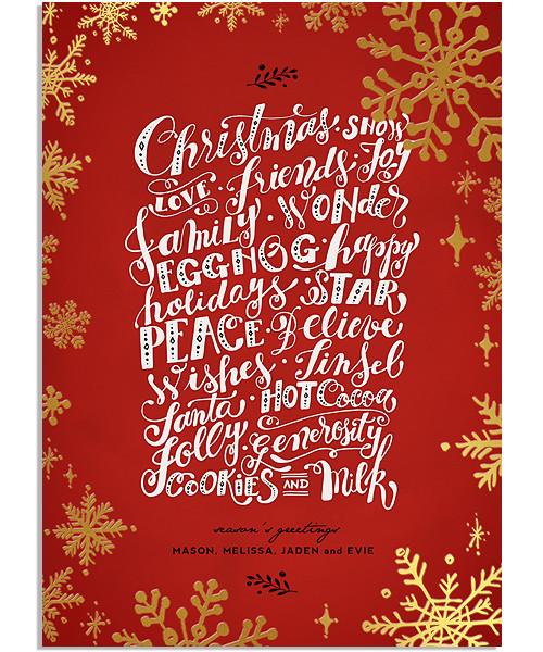 Holiday Treats 5x7 Snowflake Border FOIL PRESS Card