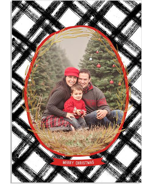 Simple Plaid 5x7 Blooming Circlet FOIL PRESS Card