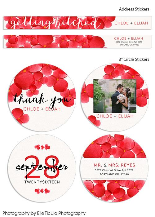 Red Watercolor Blooms Insert and Sticker Bundle