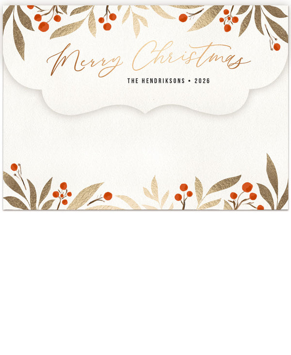 Gilded Berries 5x7 Luxe Folded Card, Address Label and Circle Sticker