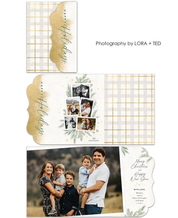 Winter Tree Memories 5x7 Luxe Folded Card, Address Label and Circle Sticker