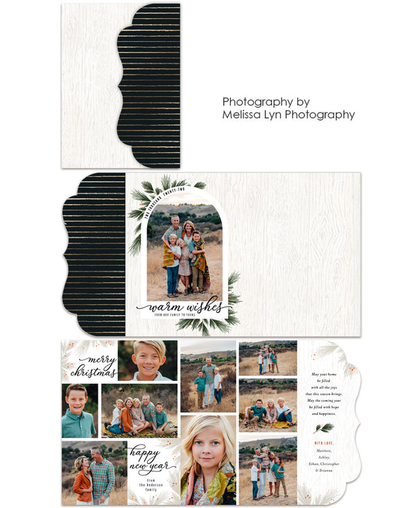 Woodland Photo Collage 5x7 Luxe Folded Card, Address Label and Circle Sticker