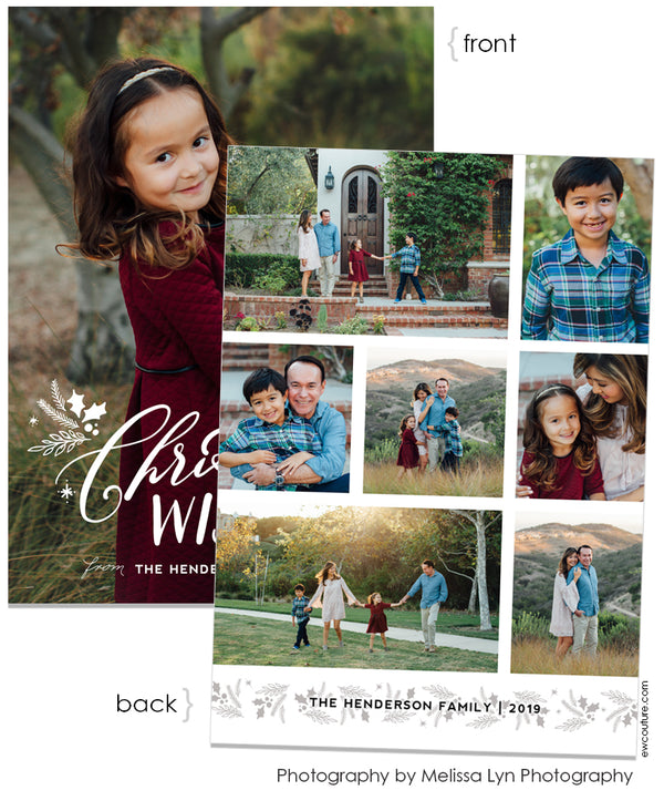 Tidings of Peace & Joy Overlay Card Eight 5x7 Flat Card - Personalized Foil Friendly