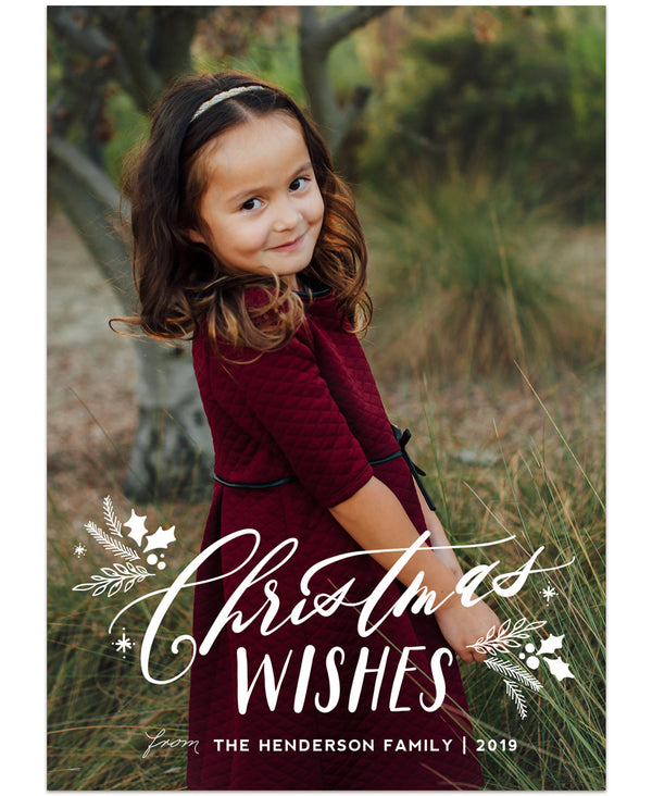 Tidings of Peace & Joy Overlay Card Eight 5x7 Flat Card - Personalized Foil Friendly