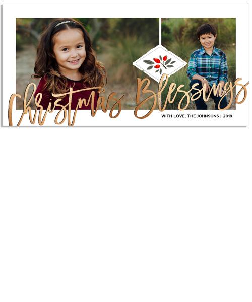 Bright Christmas Blessings 8x4 Flat Card, Address Label and Circle Sticker
