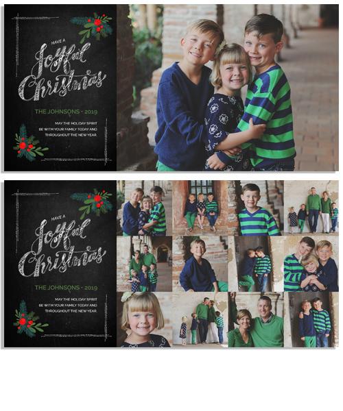 Chalkboard Joyful Christmas 8x4 Flat Card, Address Label and Circle Sticker