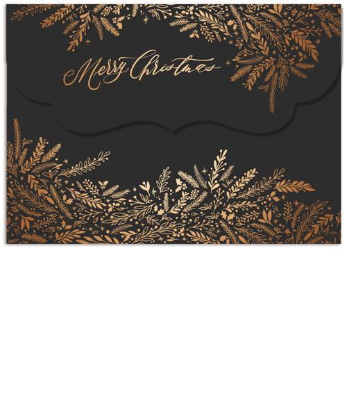 Golden Christmas Collage 7x5 Top Folded Luxe Card, Address Label and Circle Sticker