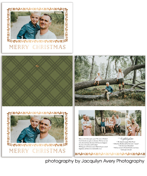 Merry Year in Review 7x5 Folded Card, Address Label and Circle Sticker