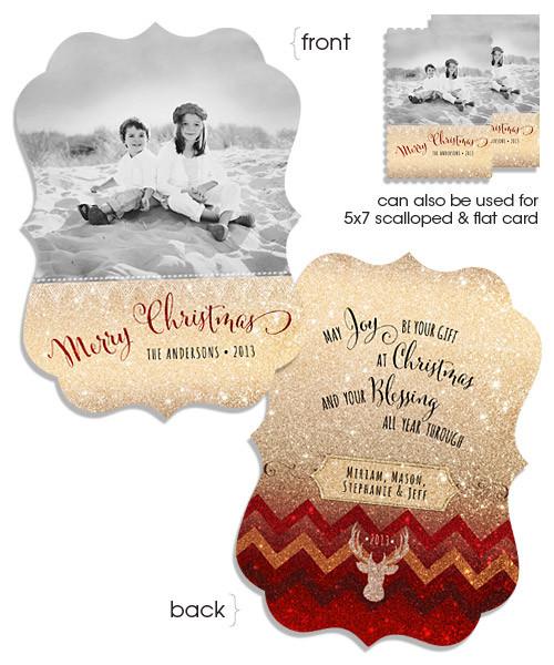 Red Chevron 5x7 Ornate Luxe Card