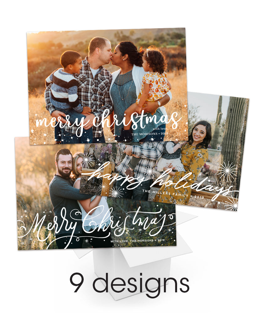 Tidings of Peace and Joy Overlay 5x7 flat Cards Bundle - Miller's Lab Personalized Foil Friendly Collection