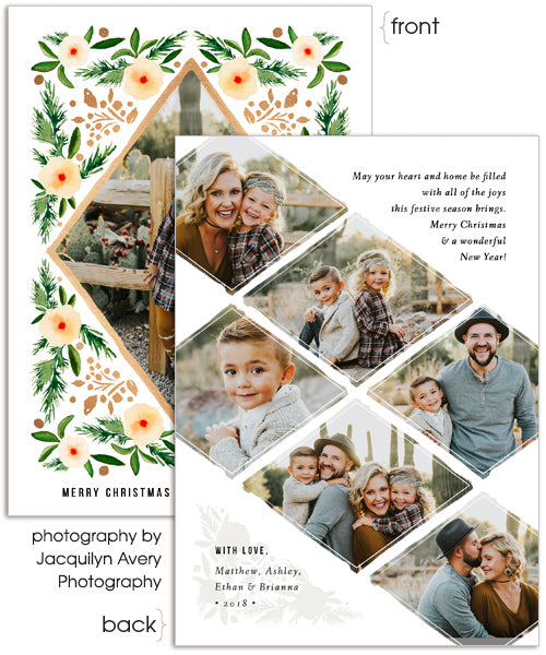 Winter Blooms 5x7 Flat Card, Address Label and Circle Sticker
