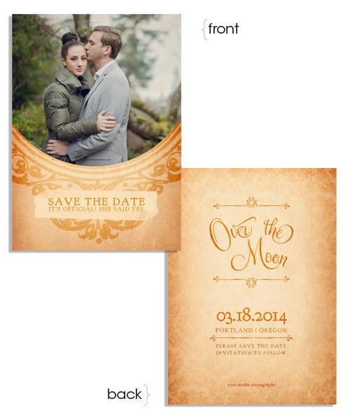 Over the Moon Save the Date 5x7 Flat Card