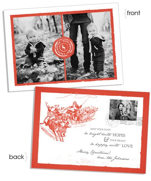 Santa's Sleigh 7x5 Flat Card