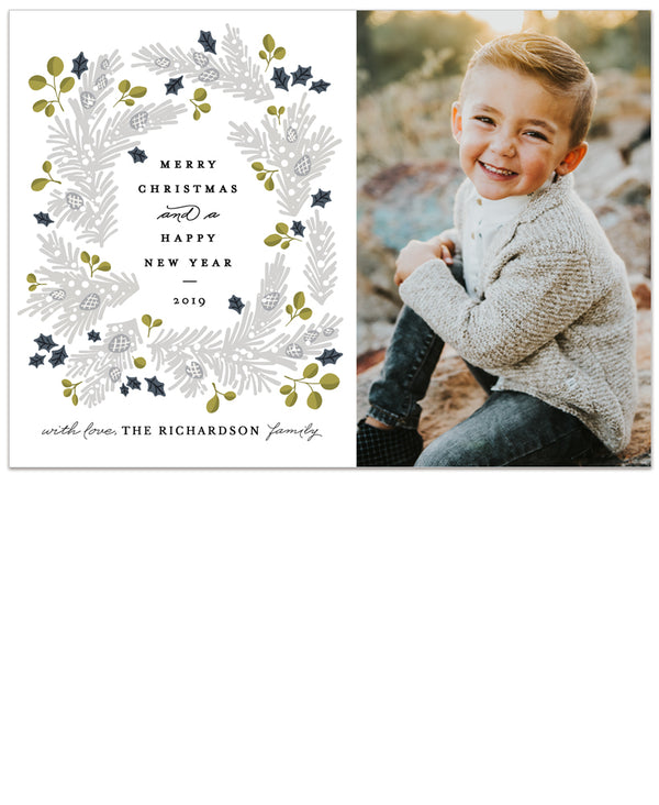 Wispy Botanical Christmas THREE 7x5 flat card